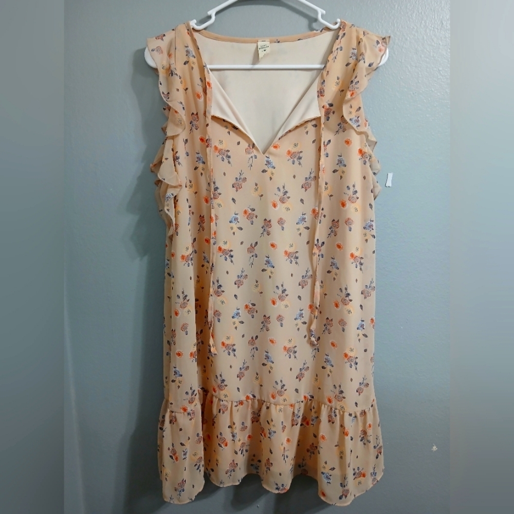Sundays Orange‎ Pink Sleeveless V-neck Sundress